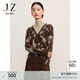 玖姿·安娜蔻優(yōu)雅國風(fēng)花卉半高領(lǐng)牦牛絨長(cháng)袖套頭毛衫女冬款 花咖啡 XL