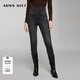 MISS SIXTY牛仔褲女三環(huán)高腰黑灰色復合絨加厚顯瘦靴褲百搭休閑 黑灰 23