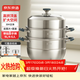 京東京造 蒸鍋 大容量304不銹鋼湯鍋加厚燉蒸煮燃氣灶家用 三層28cm