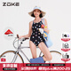 洲克zoke洲克泳衣女款游泳館專(zhuān)用連體高級感2025新款大碼女生游泳衣女 小狗派對黑色 M 150-158cm）建議40-45kg