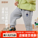 嘟嘟家兒童冬裝加絨長(cháng)褲男童冬季加厚束腳褲女童保暖卡通褲子寶寶休閑褲 麻灰色 100