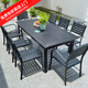 遠茂(YM)戶(hù)外桌椅庭院塑木休閑桌椅室外花園桌椅露臺防水陽(yáng)臺耐曬防腐桌椅 【航空鋁款】8椅+180cm拼花桌