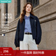 茵曼（INMAN）2026春季女裝新款復古休閑翻領(lǐng)拉鏈夾克外套百搭寬松短款上衣  深藍色 M