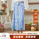 兩三事2025春季新款復古拼布印花壓褶高腰半身裙長(cháng)裙 紫色 M