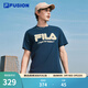 FILA FUSION斐樂(lè )潮牌情侶款針織短袖衫秋新款時(shí)尚涼感速干T恤 未央藍-DB M 170/92A/M