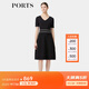PORTS寶姿春季新品女裝腰部裝飾花蕊飾邊修身連衣裙ALP8K203RZE012 黑色 M （6）