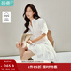 茵曼（INMAN）100棉不規則襯衫連衣裙2026春季女裝新款慵懶風(fēng)收腰A字小白裙 珍珠白 M