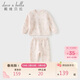 戴維貝拉兒童內衣套裝女童秋衣夾絲棉家居服女寶睡衣