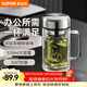 蘇泊爾玻璃杯耐熱防爆耐高溫水杯大容量高檔實(shí)用雙層玻璃杯帶茶濾 流光銀 570ml