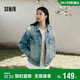 森馬（Semir）森柔|牛仔外套女春季翻領(lǐng)做舊寬松落肩衣服美式夾克103125108006