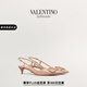 華倫天奴VALENTINO女士 VLOGO SIGNATURE 漆皮后系帶高跟鞋 肉桂粉色（建議選小半碼） 37