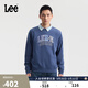 Lee25秋冬新品舒適版圓領(lǐng)植絨印花Logo男長(cháng)袖衛衣 復古牛仔藍 L