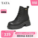 他她（TATA）他她女秋冬牛皮馬丁靴百搭工裝靴CHK01DD5 黑色（絨里） 38