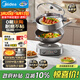美的（Midea）鈦陶電炒鍋 電蒸鍋宿舍煮鍋炒菜專(zhuān)用分體式家用多功能一體電火鍋煎鍋5.5L多用途鍋HCG3218S配蒸籠