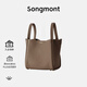 Songmont山下有松大號菜籃子包設計師水桶包頭層牛皮手提包 大象灰 現貨