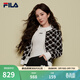 FILA 斐樂(lè )官方楊冪同款女士編織外套時(shí)尚休閑拼色LOGO毛衣開(kāi)衫 正黑色-BK M
