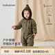 babylove嬰幼兒連體衣冬季純棉哈衣夾棉加厚保暖衣服防風(fēng)連帽外出服 橄欖綠 80cm