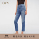 OVV春夏熱賣(mài)女裝意大利進(jìn)口面料九分鉛筆褲休閑牛仔褲 中藍（凈色）01 25