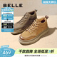 百麗（Belle）復古擦色休閑鞋男牛皮厚底高幫板鞋A1332DD3 卡其色單里 42 (260mm)