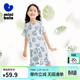 迷你巴拉【植物芯呼吸棉】男女童兒童短袖套裝透氣純棉家居服 藍白色調00381 100
