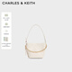 CHARLES&KEITH26夏季新品菱格手提鏈條水桶包子母包CK2-10701658 Cream奶白色 S