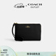 蔻馳（COACH）奧萊女士女包角拉鏈腕包手拿包迷你質(zhì)感黑色 IM/黑色