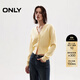 ONLY2025秋季新款顯瘦寬螺紋下擺V領(lǐng)短款開(kāi)衫針織衫女|12533A018 B07奶油黃色 M
