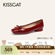 接吻貓KISSCAT【胡可推薦】25年輕芭蕾平底鞋瑪麗珍平底法式單鞋 淺暗紅色 (瘦腳卡碼拍小一碼) 37