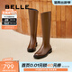 百麗（Belle）周雨彤同款月光騎士靴女冬季商場(chǎng)款顯瘦長(cháng)靴3EL73DG4 焦糖棕(啞光面) 37 (235mm)