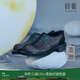 日著(zhù)原創(chuàng  )女鞋2025春季新款德比鞋羊反絨系帶撞色軟底真皮單鞋子女 靜夜紫 腳背高建議拍大一碼 39
