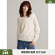 ELLE【100%綿羊毛】寬松圓領(lǐng)毛衣女2024冬裝新款新年慵懶軟糯毛針織衫 白色 M