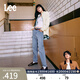 Lee【張凌赫代言】411舒適高腰小直腳顯瘦藍色水洗女士牛仔褲潮流 淺藍色 27 (110-120斤)