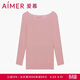 愛(ài)慕女保暖內衣秋衣莫代爾上衣秋衣打底抗菌牛奶AM725294粉色165