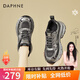 DAPHNE達芙妮老爹鞋女厚底休閑運動(dòng)透氣百搭新款女鞋秋冬冬季加絨學(xué)生棉鞋 槍色 加絨 跟高7cm 39 (245mm) 標準碼