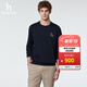 哈吉斯（HAZZYS）男裝 26春季新款休閑男上衣繡花圓領(lǐng)百搭簡(jiǎn)約衛衣男ABTZE0DAX13 藏青色NV XL （180/100A 50）