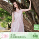 三彩【櫻花系列連衣裙】2026夏季新款萊賽爾圓領(lǐng)系帶寬松A字長(cháng)裙M 粉白花卉 M 160/84A
