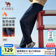駱駝（CAMEL）加絨褲男加厚保暖寬松休閑針織直筒運動(dòng)長(cháng)褲女 J13CAV6034，墨藍色，男 L