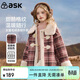 ASK JUNIOR兒童毛絨外套春中大童仿羊羔毛短款上衣女童毛領(lǐng)抓絨衣 格子 170