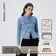 朗姿【精英衣櫥】復古百搭休閑短款藍色牛仔外套女高級感春季新款上衣 巴黎藍色 L