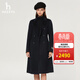 哈吉斯（HAZZYS）女裝 春秋季女士簡(jiǎn)約干練雙排扣長(cháng)款大衣ABSSH0ADH03 藏青色NV L (165/88A 40)