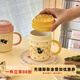 舍里可愛(ài)貓咪陶瓷馬克杯生日禮物帶蓋早餐杯家用辦公室喝水杯子伴手禮 星星貓咪460ML-黃色蓋子 帶蓋設計|精致彩盒