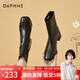 達芙妮（DAPHNE）短靴女瘦瘦靴秋冬季法式粗跟中跟英倫風(fēng)百搭品牌女靴子2025新款 黑色 37 (235mm) 標準碼