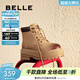 百麗（Belle）厚底增高工裝靴女復古英倫風(fēng)短靴B2141DD4 黃色 38 (240mm)