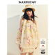 MAXRIENY浪漫無(wú)袖寬松亞麻上衣印花雪紡衫繭型設計 黃花 S