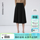 朗姿【尖貨補單】法式復古赫本風(fēng)黑色半身裙女新款傘裙高腰顯瘦a字裙 黑色 M
