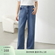 纖莉秀新款大碼女裝梨型身材胖mm寬松直筒遮肉顯瘦牛仔褲0347 牛仔藍+ 2XL