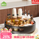 帥仕（shuaishi）廚房旋轉調料置物架臺面調味料盒瓶多功能收納架子免安裝用具大全 【平穩旋動(dòng)】槍灰30cm-厚度升級