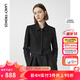 朗姿復古修身小香風(fēng)肌理感氣質(zhì)上衣女秋季新款高級感短外套 黑色 M
