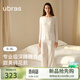 ubras26年新款呼呼薰衣草碎花短袖短褲睡衣女士高端睡衣套裝居家服套裝 長(cháng)袖長(cháng)褲-白底薰衣草 S