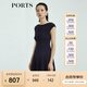 PORTS寶姿商場(chǎng)同款新品女裝氣質(zhì)純色修身短袖連衣裙LL8N021RWE005 丈青 L (8)